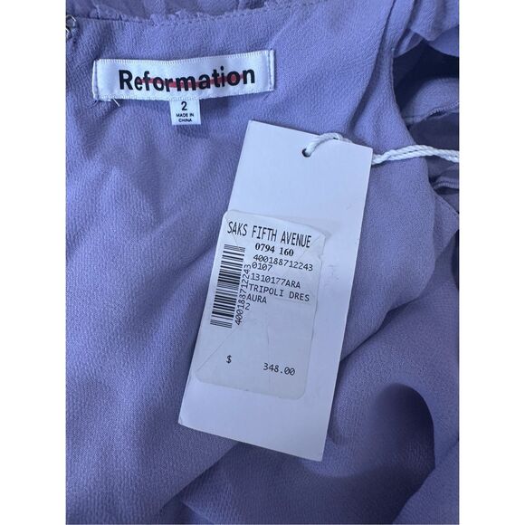 Reformation Scoop Neck Ruffled Tripoli Maxi Dress Aura Size 2 $348 - Picture 9 of 13